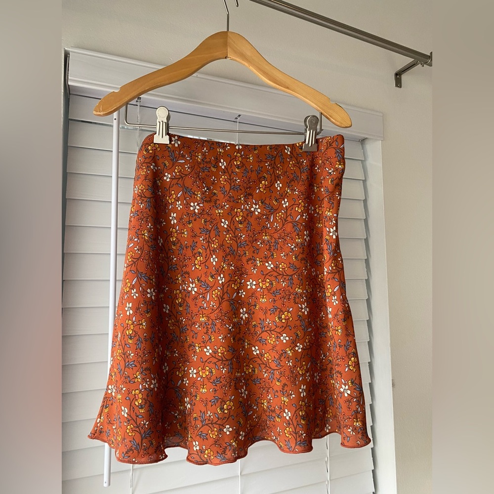 Floral Mini Skirt - Orange